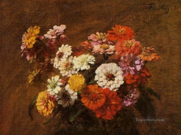Zinnias in a Vase flower painter Henri Fantin Latour Oil Paintings
